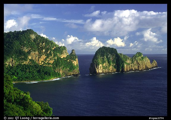 Pola Island and Vaiava Strait, early morning, Tutuila Island. National Park of American Samoa