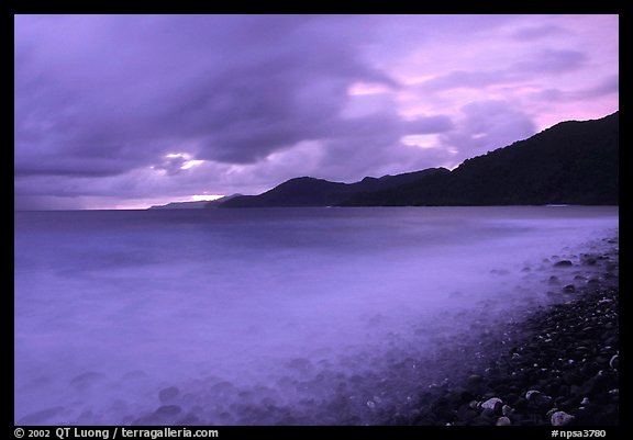 Approaching storm at sunrise, Vatia bay, Tutuila Island. National Park of American Samoa