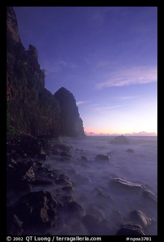 Tall seacliffs, Pola island,  Tutuila. National Park of American Samoa (color)