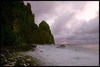 Peeble beach and Pola Island, stormy sunrise, Tutuila Island. National Park of American Samoa ( color)