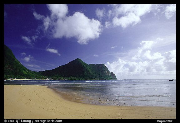 Sand beach in Vatia Bay, Tutuila Island. National Park of American Samoa