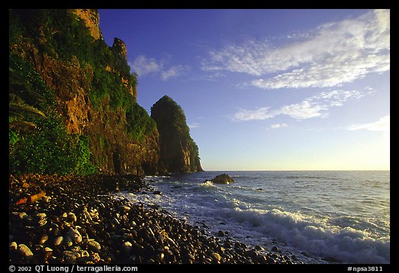 Pola Island cliffs, early morning, Tutuila Island. National Park of American Samoa (color)