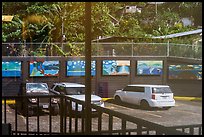 Parking lot window reflexion, Visitor Center. National Park of American Samoa ( color)