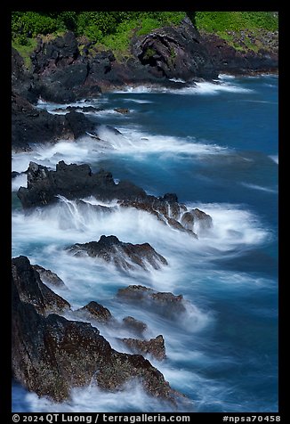 Wave action on rocks from Sauma Point. National Park of American Samoa (color)