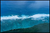 Lagoon and ocean from above with clouds, Ofu Island. National Park of American Samoa ( color)