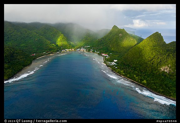 Aerial view of Vaitia Village, Tuitula. National Park of American Samoa (color)