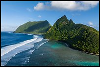Aerial view of Asaga Strait,  Sunuitao Peak, and Ofu Beach. National Park of American Samoa ( color)