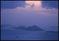 Sunset over small islands. Virgin Islands National Park, US Virgin Islands. (color)