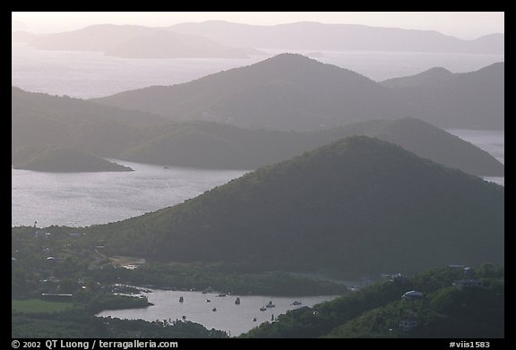 Coral Bay and hills. Virgin Islands National Park, US Virgin Islands.