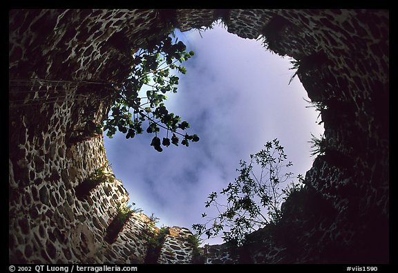 Sky through the top of old sugar mill. Virgin Islands National Park (color)