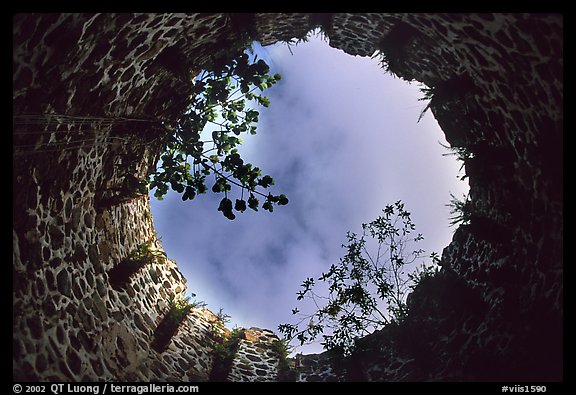 Sky through the top of old sugar mill. Virgin Islands National Park, US Virgin Islands.