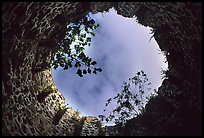 Sky through the top of old sugar mill. Virgin Islands National Park, US Virgin Islands. (color)