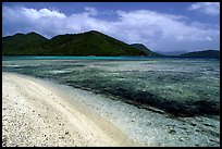 Beach, reef, and hills, Leinster Bay, morning. Virgin Islands National Park ( color)