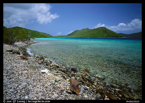 Turquoise waters in Leinster Bay. Virgin Islands National Park, US Virgin Islands.