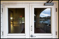 National Park Service harbor, Visitor Center window reflexion. Virgin Islands National Park ( color)