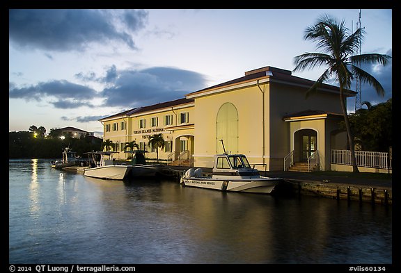 Visitor center at dusk. Virgin Islands National Park, US Virgin Islands.