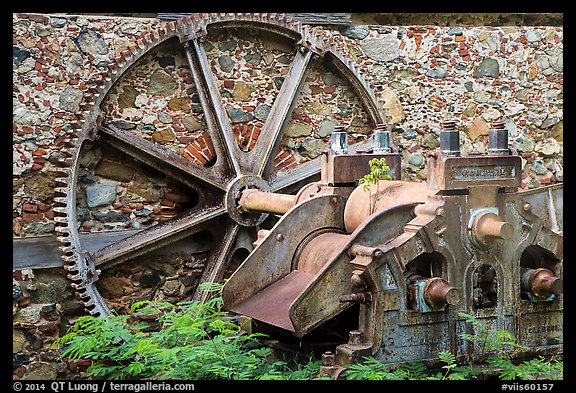 Steam powered sugarcane crusher, Reef Bay sugar factory. Virgin Islands National Park (color)