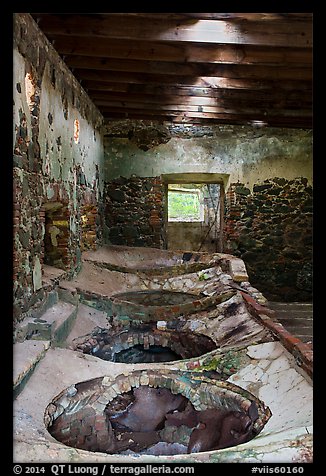 Boiling bench, Reef Bay sugar factory. Virgin Islands National Park (color)