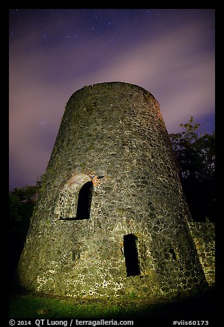 Catherineberg Sugar Mill at night. Virgin Islands National Park (color)