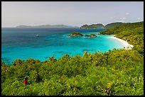 Visitor looking, Trunk Bay. Virgin Islands National Park ( color)