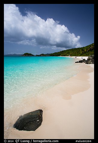 Tropical beach with white sand and turquoise waters, Trunk Bay. Virgin Islands National Park (color)