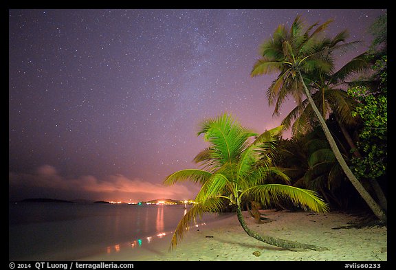 Salomon beach at night. Virgin Islands National Park, US Virgin Islands.