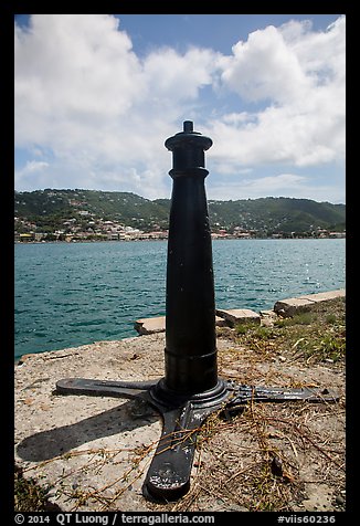 Cannon used as post, Hassel Island. Virgin Islands National Park (color)