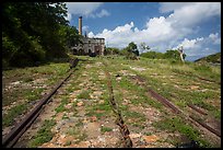 Rails and chain leading to Creque Marine Railway power house, Hassel Island. Virgin Islands National Park ( color)