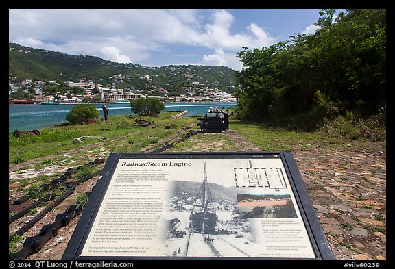 Railway and Steam Engine interpretive sign, Hassel Island. Virgin Islands National Park, US Virgin Islands.