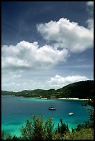 Yachts anchored in Hurricane Hole Bay. Virgin Islands National Park, US Virgin Islands.