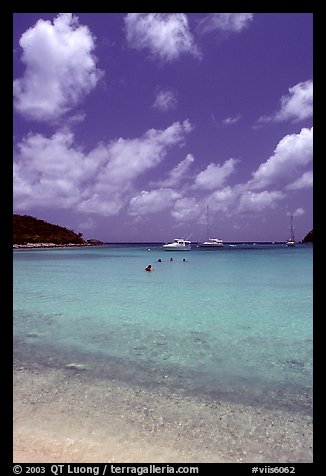 Tropical beach and yachts. Virgin Islands National Park, US Virgin Islands.