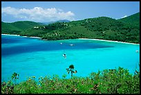 Turquoise waters in Francis Bay with anchored yacht. Virgin Islands National Park ( color)