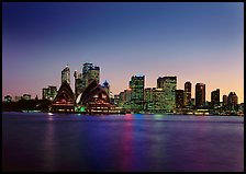 Skyline at sunset with Opera House. Sydney, New South Wales, Australia (color)