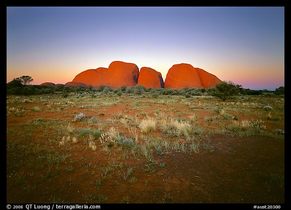 Olgas at sunset. Olgas, Uluru-Kata Tjuta National Park, Northern Territories, Australia (color)