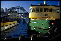Ferries with Harbor bridge in the background. Sydney, New South Wales, Australia (color)