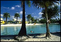 Artificial beach, complete with sand and palm trees. Brisbane, Queensland, Australia