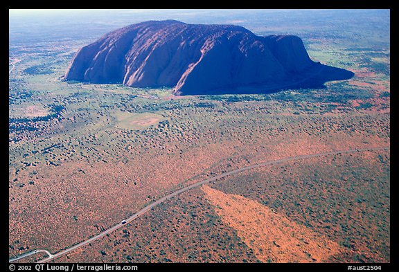 Aerial view of Ayers Rock. Uluru-Kata Tjuta National Park, Northern Territories, Australia (color)