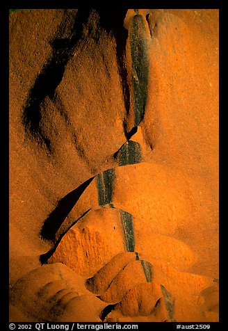 Rock sculptured by flash flood flows on Ayers Rock. Uluru-Kata Tjuta National Park, Northern Territories, Australia