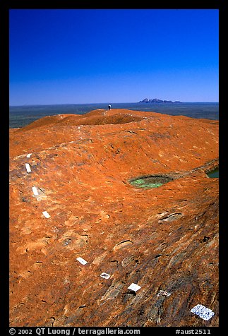 Trail markers on the top of Ayers Rock. Uluru-Kata Tjuta National Park, Northern Territories, Australia (color)