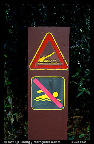 Sign warning of crocodiles. Australia