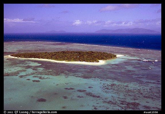 Aerial view of a sand bar  near Cairns. The Great Barrier Reef, Queensland, Australia (color)