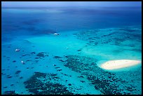 Aerial view of a reef and sand bar  near Cairns. The Great Barrier Reef, Queensland, Australia