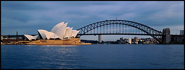 Sydney opera house and Harbor Bridge. Sydney, New South Wales, Australia (Panoramic color)