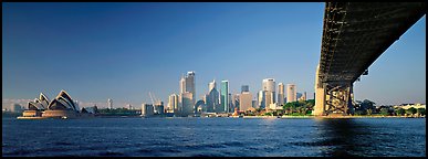 Sydney Harbor Bridge and city skyline. Sydney, New South Wales, Australia (Panoramic color)