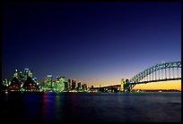 Skyline and Harbour bridge at night. Sydney, New South Wales, Australia ( color)