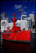 Red boat in harbour. Sydney, New South Wales, Australia (color)