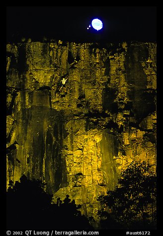 Rock climbing on the banks of the Brisbane River at night. Brisbane, Queensland, Australia (color)