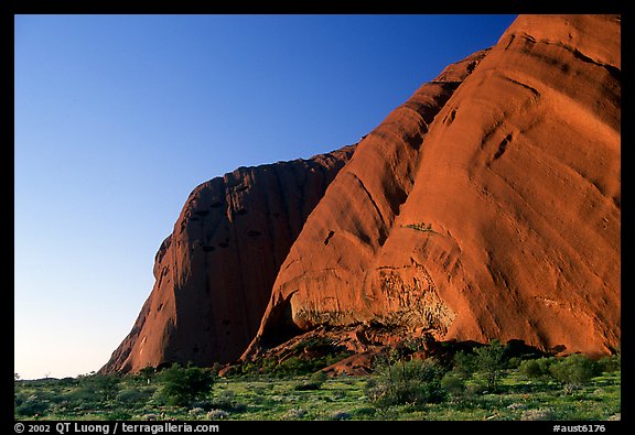 The steep walls of Ayers Rock. Uluru-Kata Tjuta National Park, Northern Territories, Australia (color)