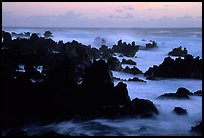 Rocks and surf, dawn, Keanae Peninsula. Maui, Hawaii, USA (color)