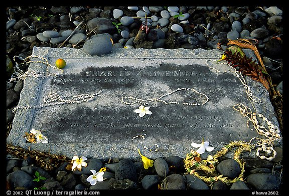 Tomb of Charles Lindbergh in Kipahulu. Maui, Hawaii, USA